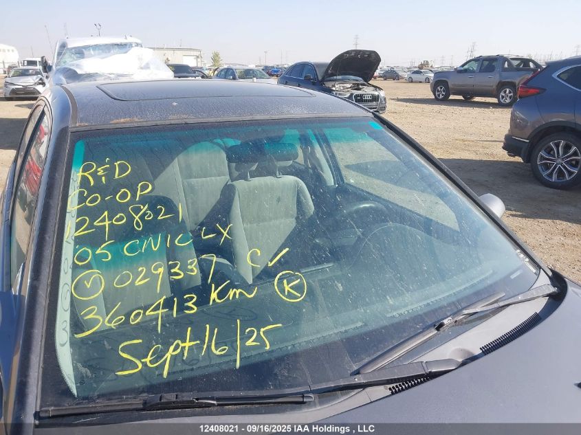 2005 Honda Civic Lx VIN: 2HGES15635H029337 Lot: 12408021