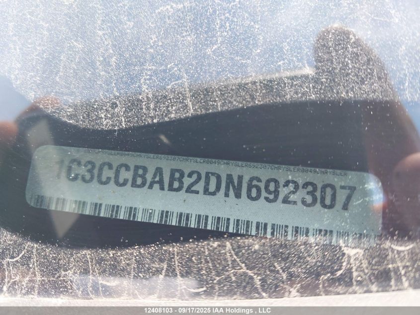 2013 Chrysler 200 Lx VIN: 1C3CCBAB2DN692307 Lot: 12408103