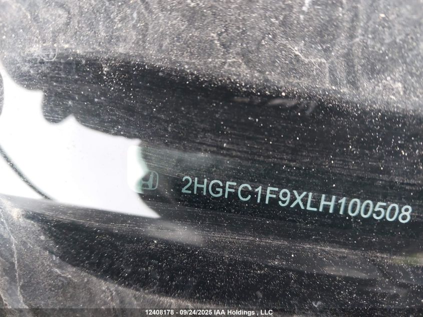 2020 Honda Civic Touring VIN: 2HGFC1F9XLH100508 Lot: 12408178