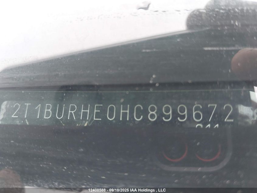 2017 Toyota Corolla Le VIN: 2T1BURHE0HC899672 Lot: 12408588