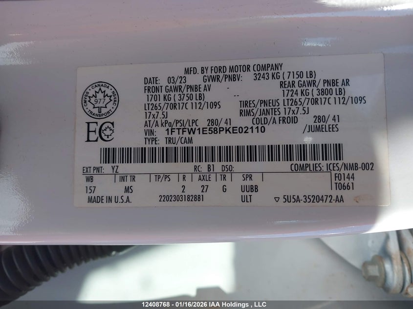 1FTFW1E58PKE02110 2023 FORD F-150 photo no. 19