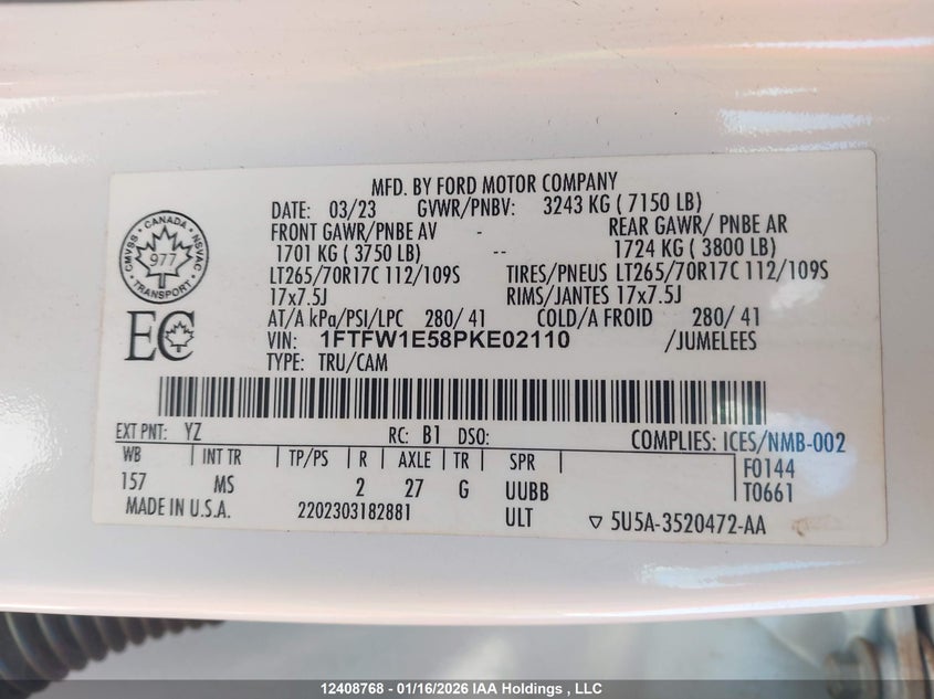 1FTFW1E58PKE02110 2023 FORD F-150 photo no. 9