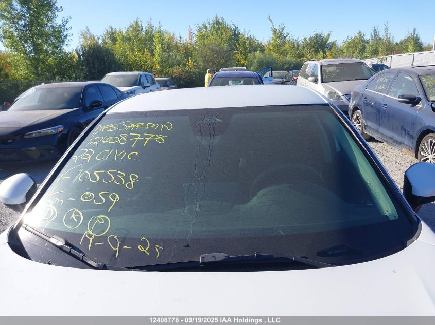 2022 Honda Civic Lx VIN: 2HGFE2F23NH105538 Lot: 12408778