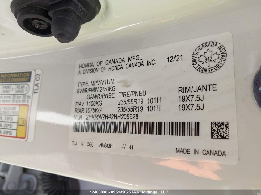 2022 Honda Cr-V Sport VIN: 2HKRW2H42NH205628 Lot: 12408808