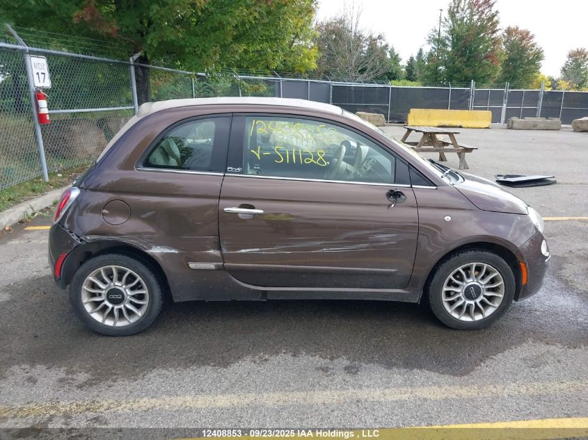 2013 Fiat 500 Lounge VIN: 3C3CFFER0DT511128 Lot: 12408853