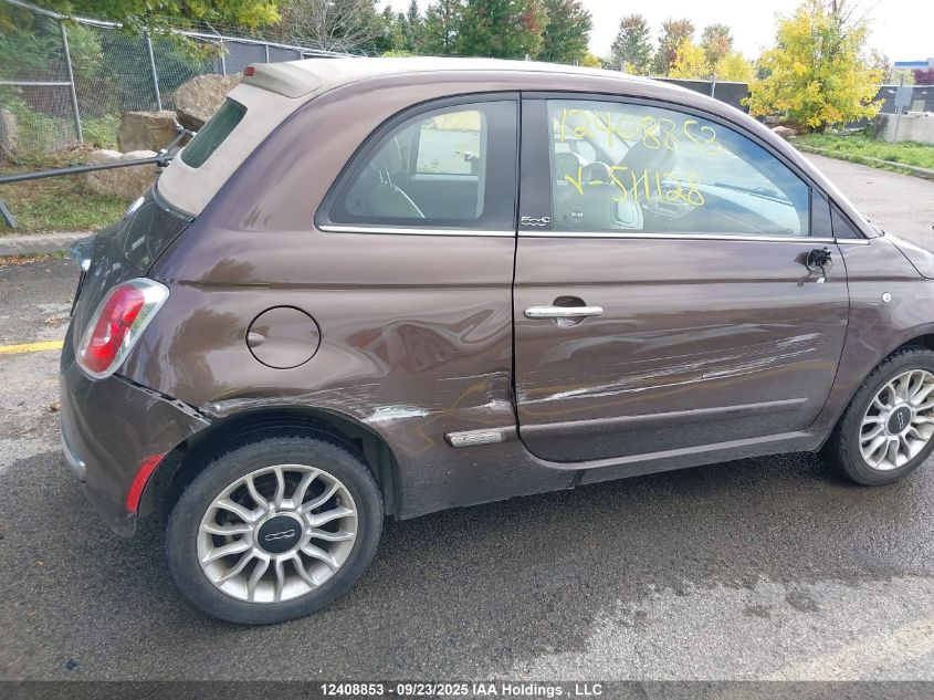 2013 Fiat 500 Lounge VIN: 3C3CFFER0DT511128 Lot: 12408853