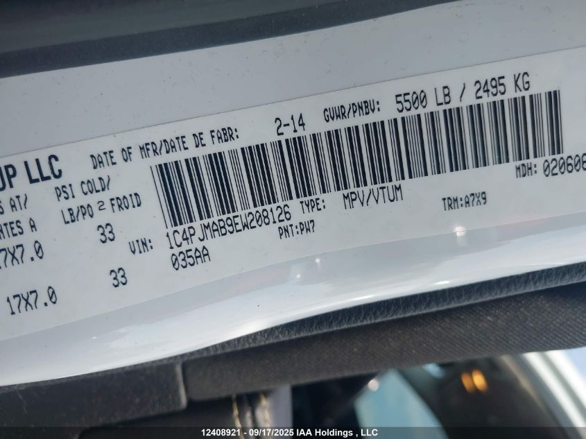 2014 Jeep Cherokee Sport VIN: 1C4PJMAB9EW208126 Lot: 12408921