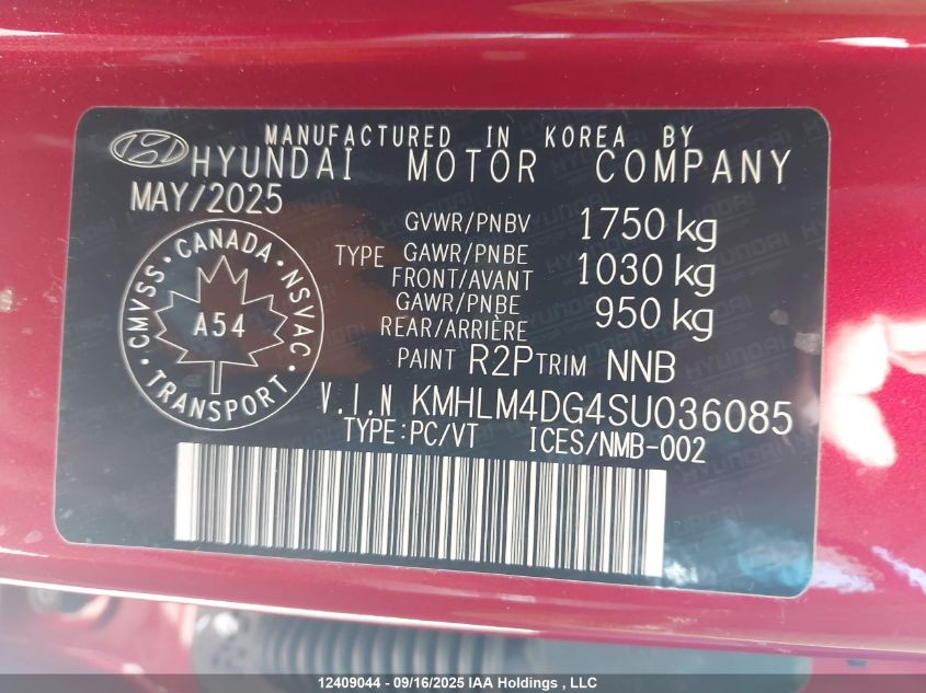 2025 Hyundai Elantra Sel Sport VIN: KMHLM4DG4SU036085 Lot: 12409044