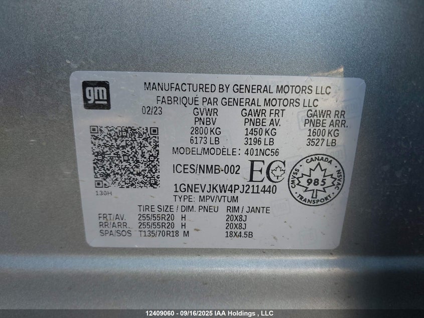 1GNEVJKW4PJ211440 2023 CHEVROLET TRAVERSE photo no. 9