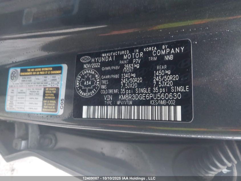 2023 Hyundai Palisade Xrt VIN: KM8R3DG36PU560630 Lot: 12409087