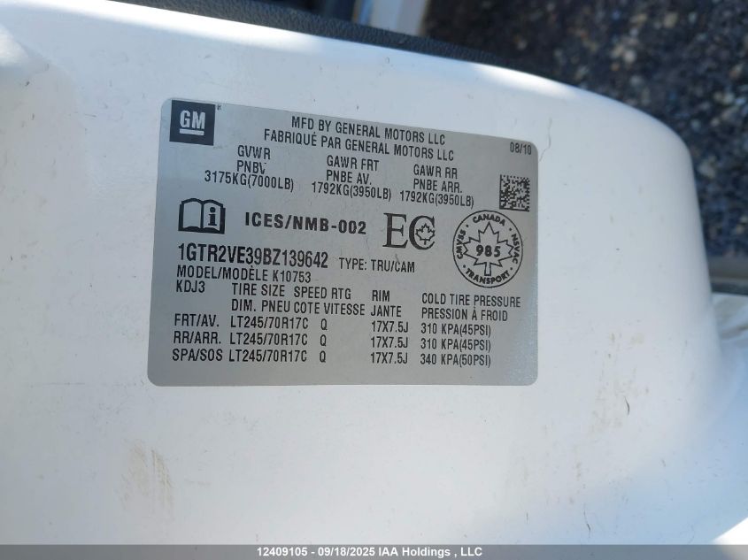 2011 GMC Sierra 1500 Sle VIN: 1GTR2VE39BZ139642 Lot: 12409105