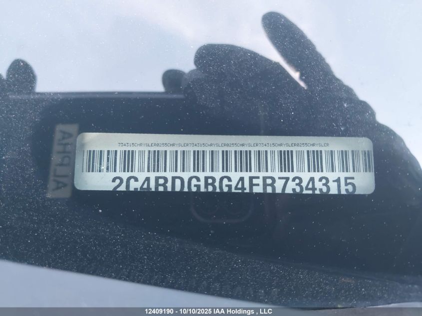 2015 Dodge Grand Caravan VIN: 2C4RDGBG4FR734315 Lot: 12409190