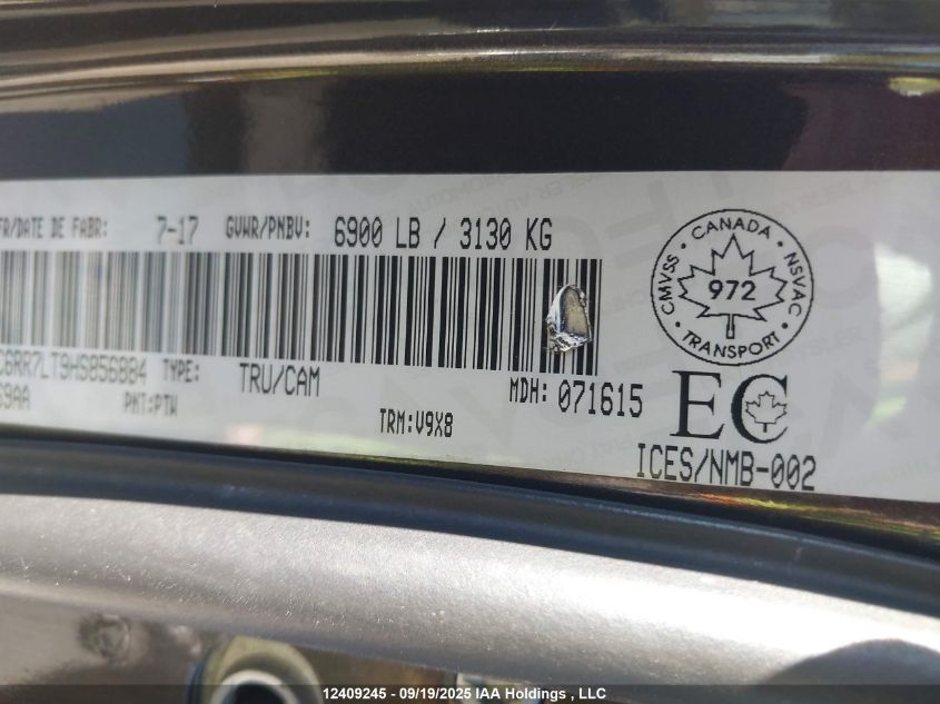 2017 Ram 1500 Slt VIN: 1C6RR7LT9HS856884 Lot: 12409245