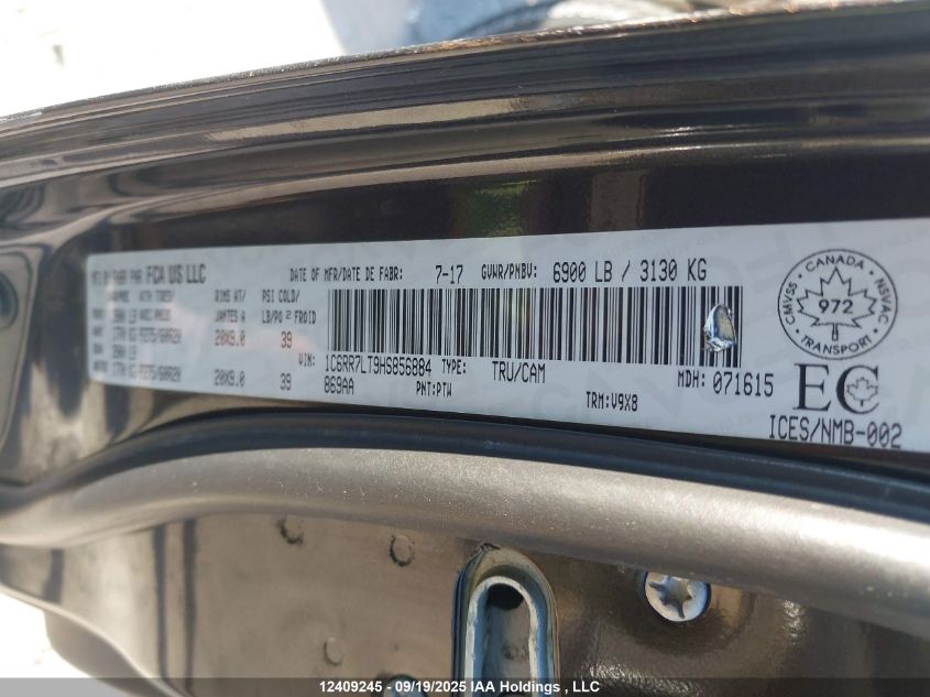 2017 Ram 1500 Slt VIN: 1C6RR7LT9HS856884 Lot: 12409245