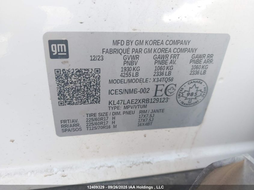 2024 Buick Envista Preferred Fwd VIN: KL47LAE2XRB129123 Lot: 12409329
