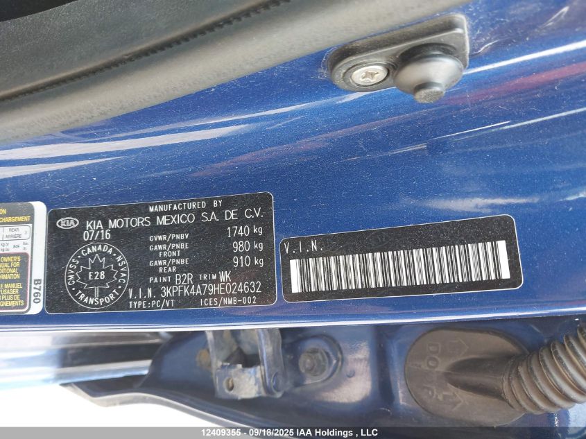 2017 Kia Forte VIN: 3KPFK4A79HE024632 Lot: 12409355