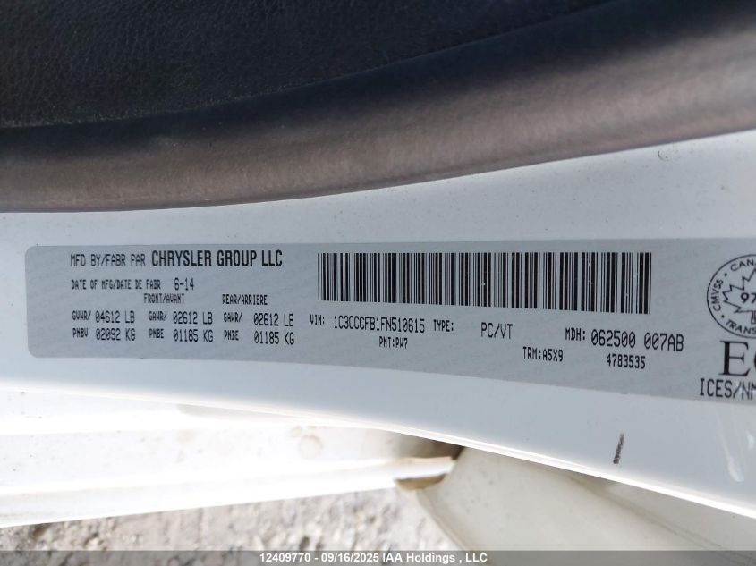 2015 Chrysler 200 Lx VIN: 1C3CCCFB1FN510615 Lot: 12409770