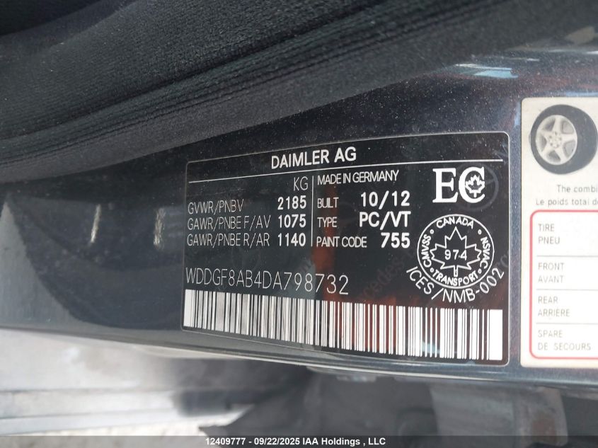 2013 Mercedes-Benz C 300 4Matic VIN: WDDGF8AB4DA798732 Lot: 12409777