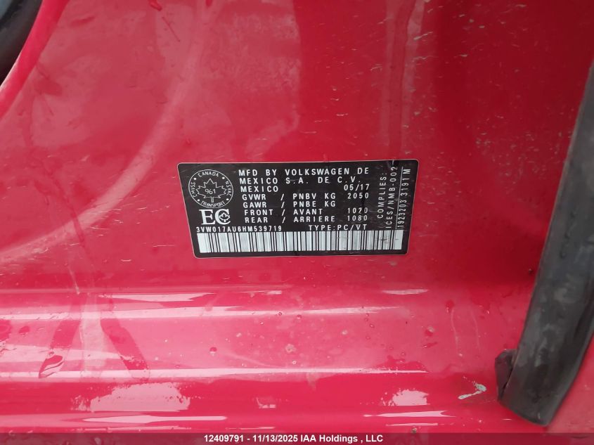 2017 Volkswagen Golf Sportwagen S VIN: 3VW017AU6HM539719 Lot: 12409791
