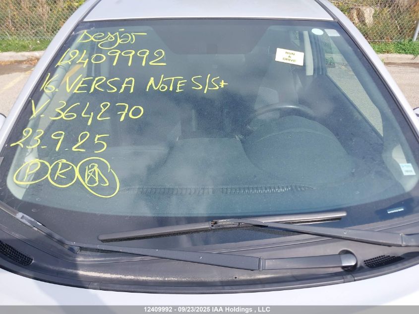 2016 Nissan Versa Note S/S Plus/Sv/Sl/Sr VIN: 3N1CE2CP1GL364270 Lot: 12409992