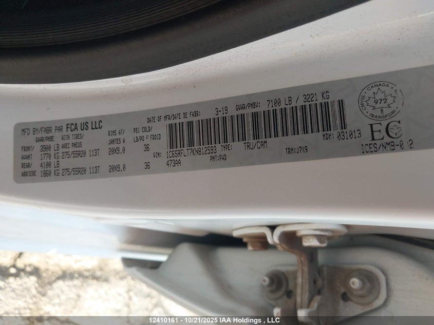 1C6SRFLT7KN812593 2019 RAM 1500 photo no. 9