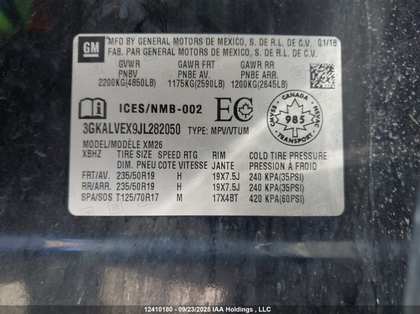 2018 GMC Terrain Slt VIN: 3GKALVEX9JL282050 Lot: 12410180
