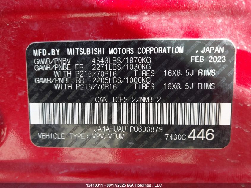 2023 Mitsubishi Rvr Es/Se VIN: JA4AHUAU1PU603879 Lot: 12410311