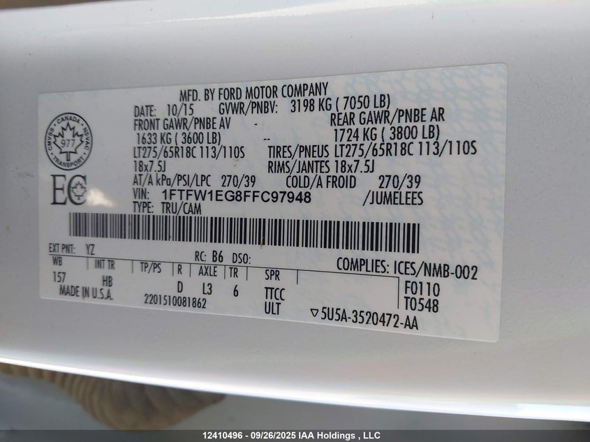 1FTFW1EG8FFC97948 2015 FORD F-150 photo no. 18