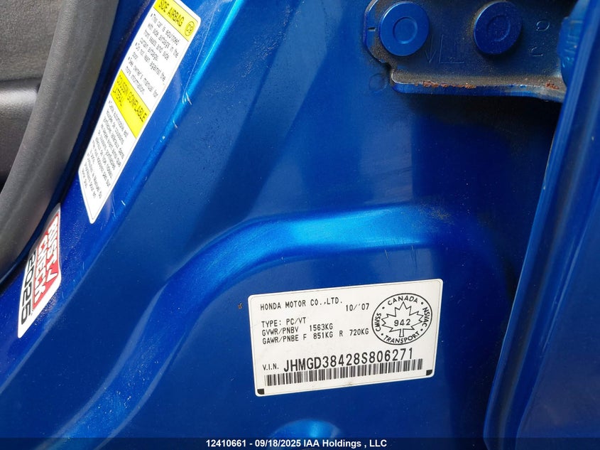 JHMGD38428S806271 2008 HONDA FIT photo no. 18