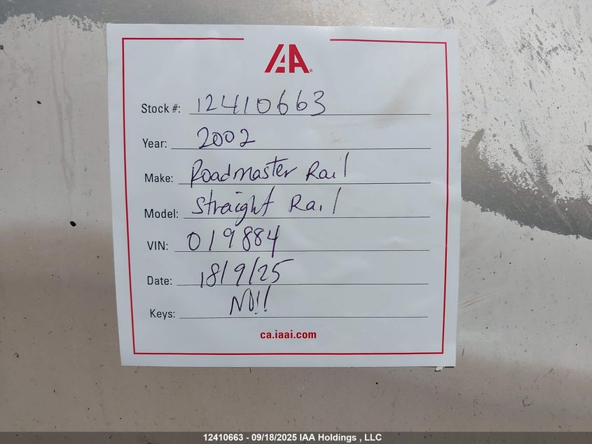 2002 Roadmaster Rail Straight Rail VIN: 1RF31346022019884 Lot: 12410663