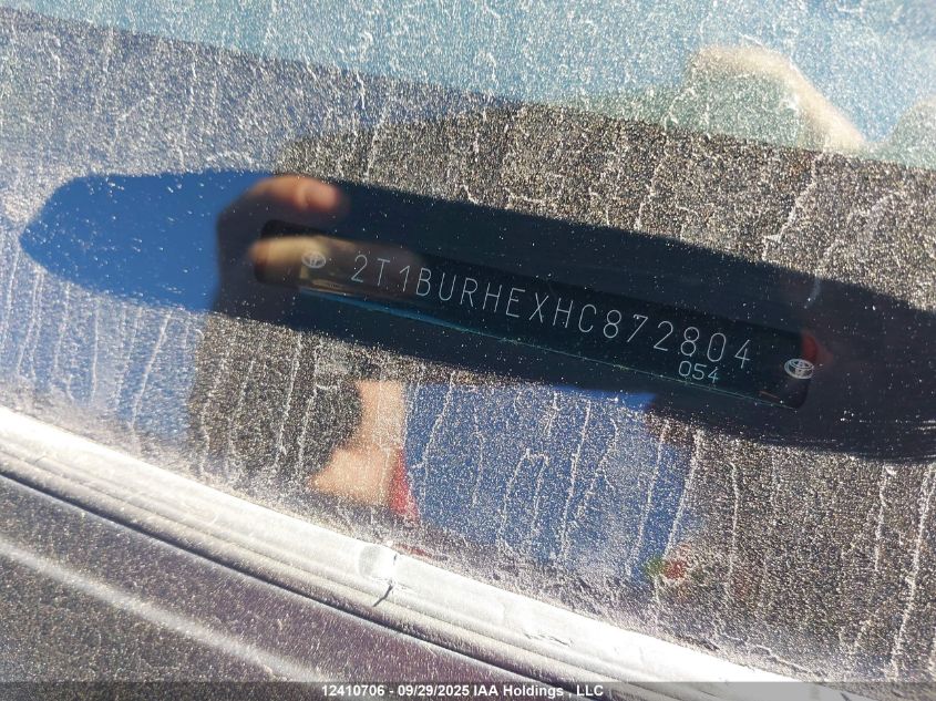 2017 Toyota Corolla VIN: 2T1BURHEXHC872804 Lot: 12410706