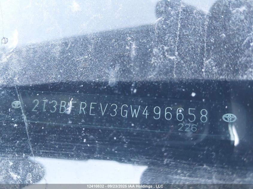 2016 Toyota Rav4 Le VIN: 2T3BFREV3GW496658 Lot: 12410832