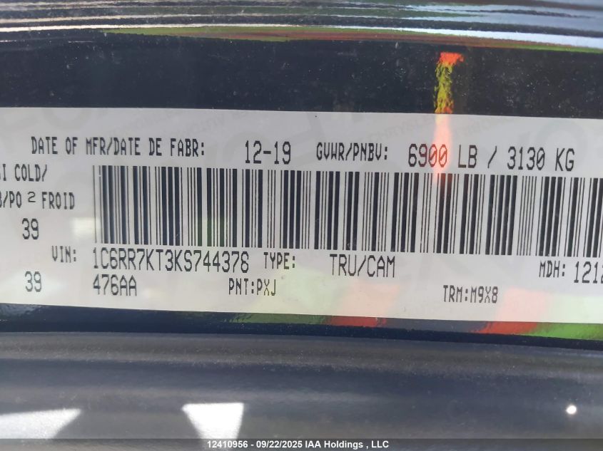 2019 Ram 1500 Classic St VIN: 1C6RR7KT3KS744378 Lot: 12410956