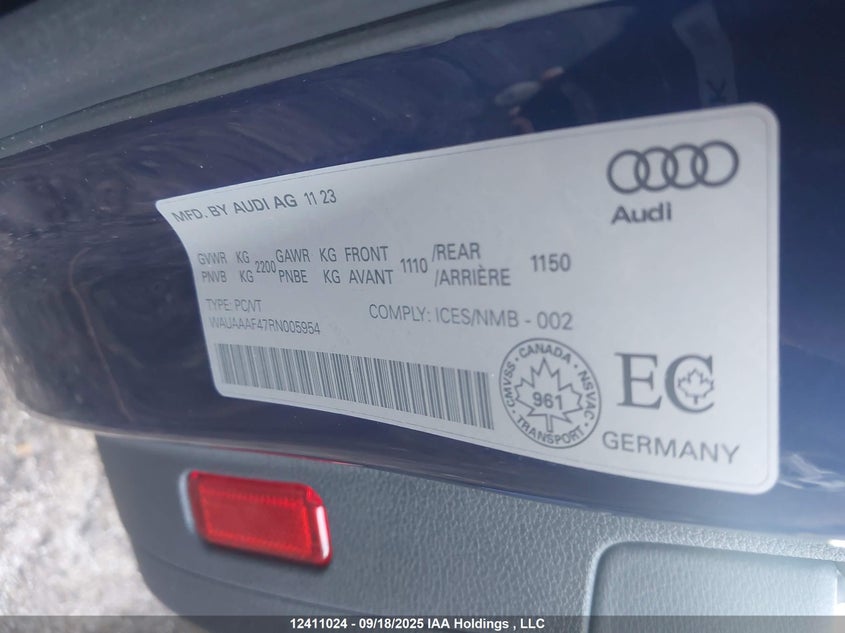 2024 Audi A4 Komfort 45 VIN: WAUAAAF47RN005954 Lot: 12411024