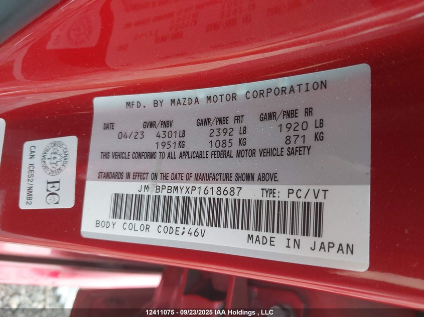 JM1BPBMYXP1618687 2023 MAZDA 3 photo no. 9