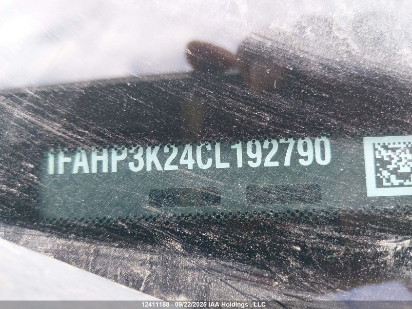 2012 Ford Focus VIN: 1FAHP3K24CL192790 Lot: 12411188