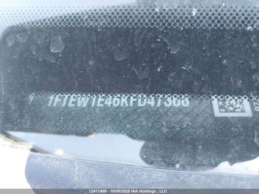 2019 Ford F150 Supercrew VIN: 1FTEW1E46KFD47368 Lot: 12411409