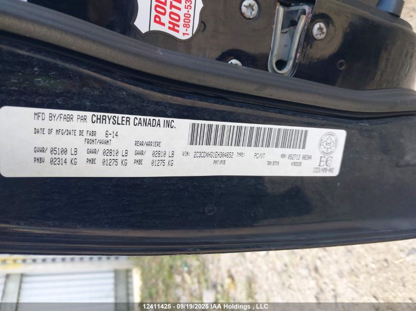 2014 Dodge Charger Sxt VIN: 2C3CDXHG1EH304652 Lot: 12411425