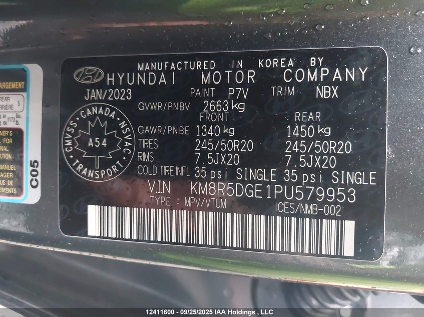 KM8R5DGE1PU579953 2023 HYUNDAI PALISADE photo no. 9