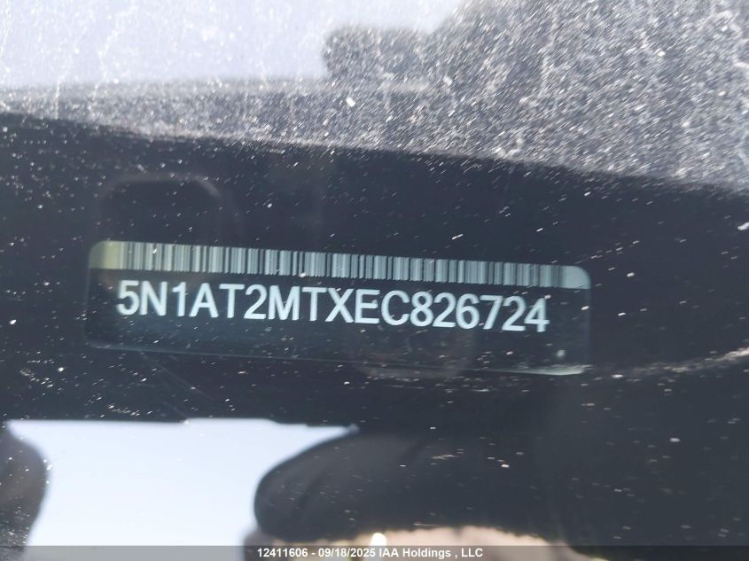 2014 Nissan Rogue S/Sv VIN: 5N1AT2MTXEC826724 Lot: 12411606