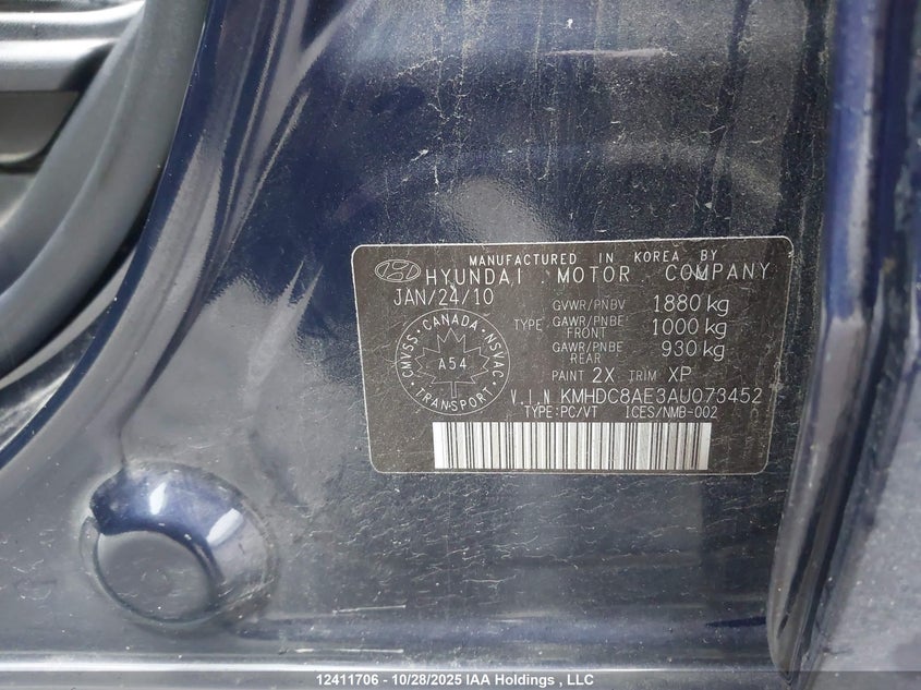 2010 Hyundai Elantra Touring Gls/Se VIN: KMHDC8AE3AU073452 Lot: 12411706