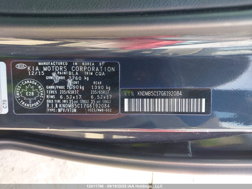 KNDMB5C17G6192084 2016 KIA SEDONA photo no. 18