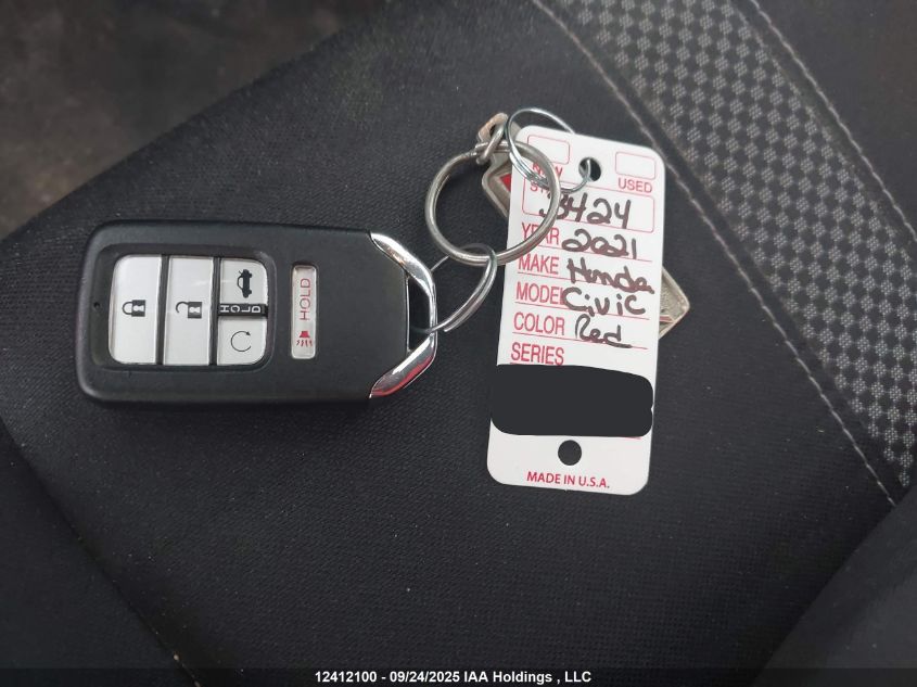 2021 Honda Civic Ex 4Dr VIN: 2HGFC2F76MH002002 Lot: 12412100