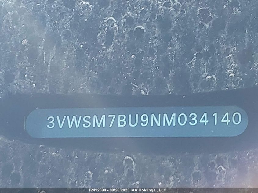 2022 Volkswagen Jetta Comfortline VIN: 3VWSM7BU9NM034140 Lot: 12412390
