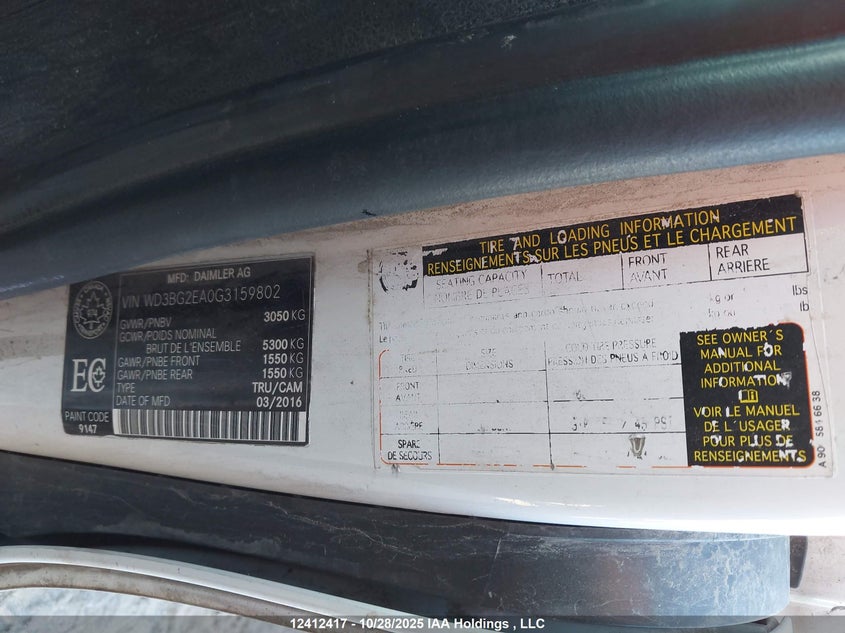 WD3BG2EA0G3159802 2016 MERCEDES-BENZ METRIS photo no. 19