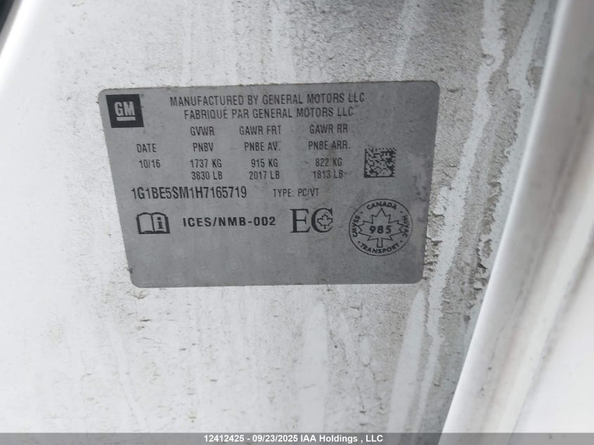 2017 Chevrolet Cruze VIN: 1G1BE5SM1H7165719 Lot: 12412425