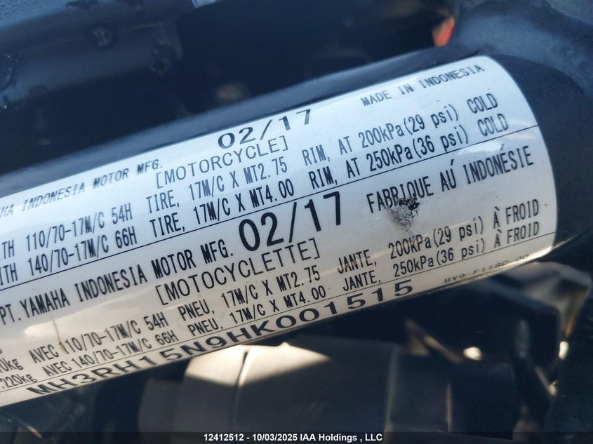 MH3RH15N9HK001515 2017 YAMAHA YZF photo no. 10