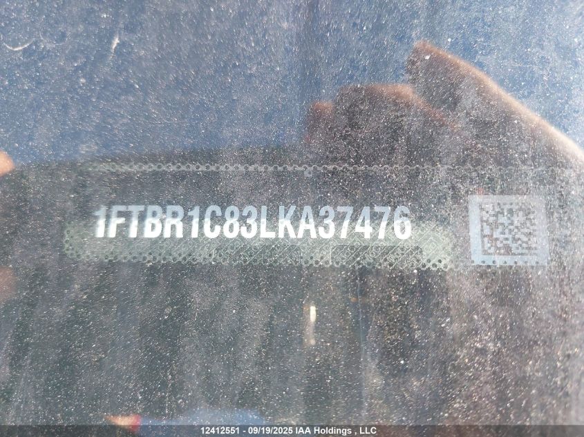 2020 Ford Transit T-250 VIN: 1FTBR1C83LKA37476 Lot: 12412551