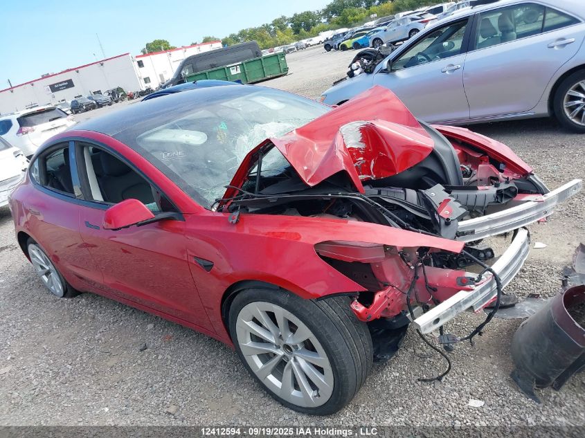 2022 Tesla Model 3 VIN: 5YJ3E1EA9NF258340 Lot: 12412594