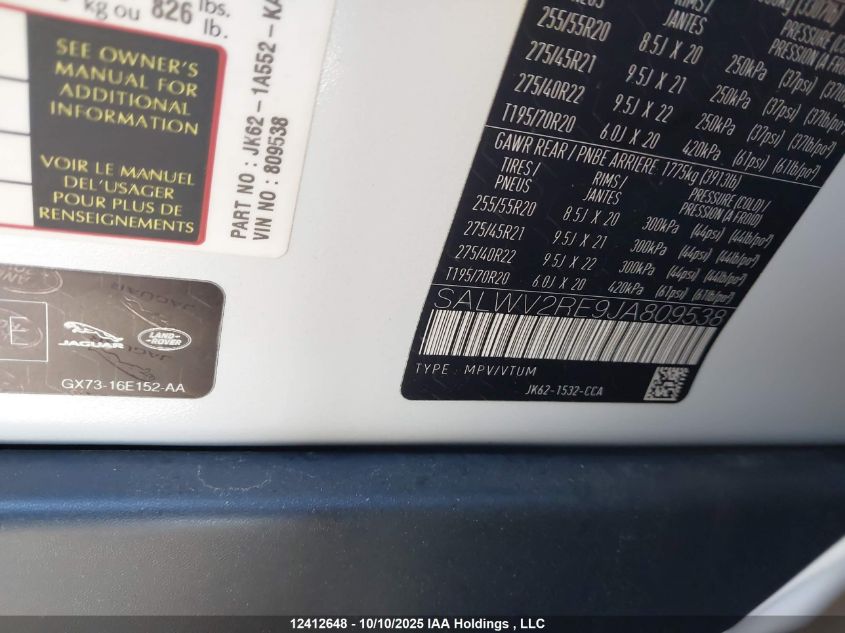 2018 Land Rover Range Rover Sport Autobiography Dynamic VIN: SALWV2RE9JA809538 Lot: 12412648